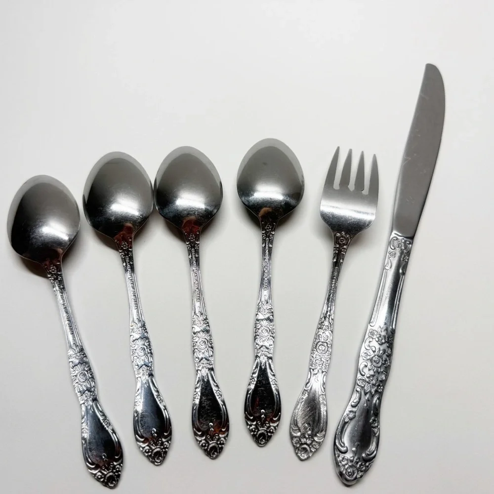 Vintage Northland Stainless Carolina Floral Flatware Korea